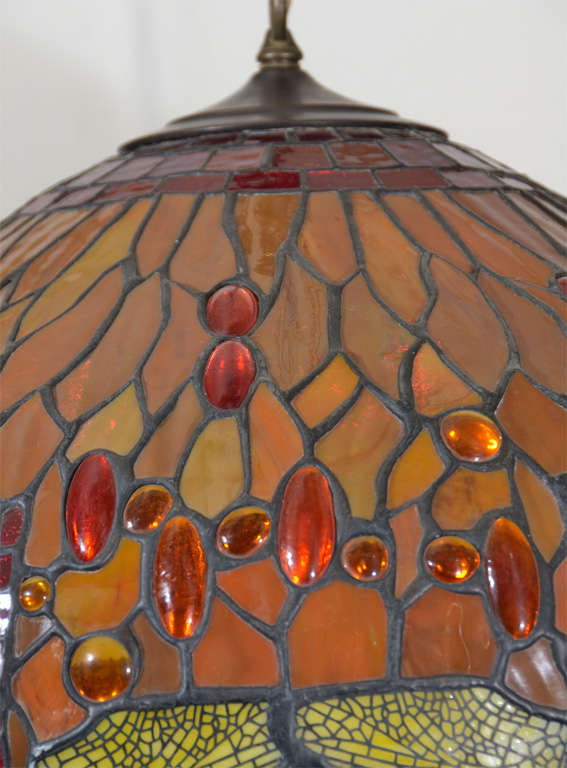Lillian Nasseau Drop Head, Dragon Fly Hanging Light Fixture In Excellent Condition For Sale In Austin, TX