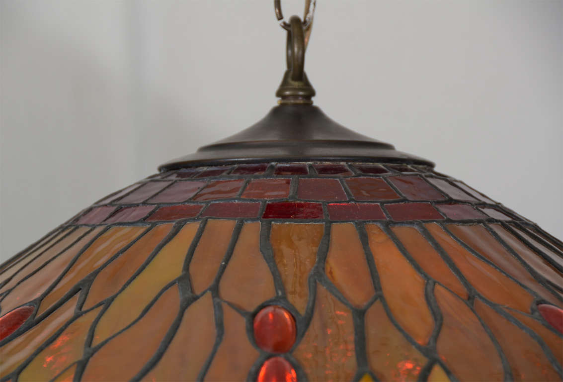 20th Century Lillian Nasseau Drop Head, Dragon Fly Hanging Light Fixture For Sale