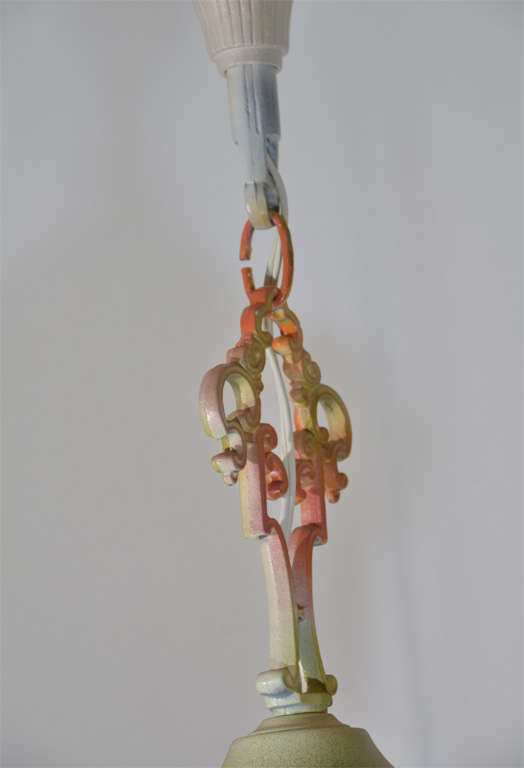 1930's, Obverse Painted Pendant Lamp For Sale 1
