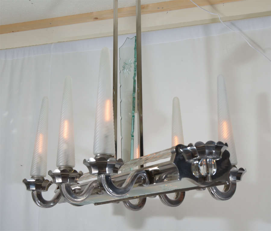 French Art Deco Six-Cone Lighting Fixture For Sale 1