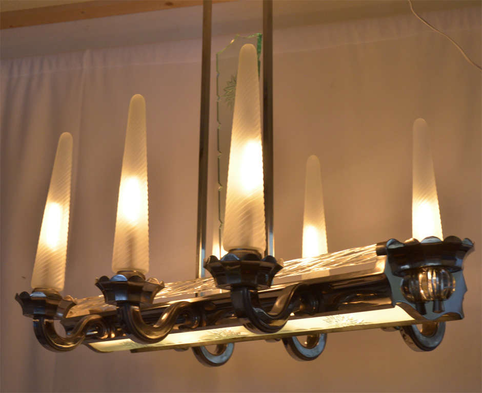 French Art Deco Six-Cone Lighting Fixture For Sale 3