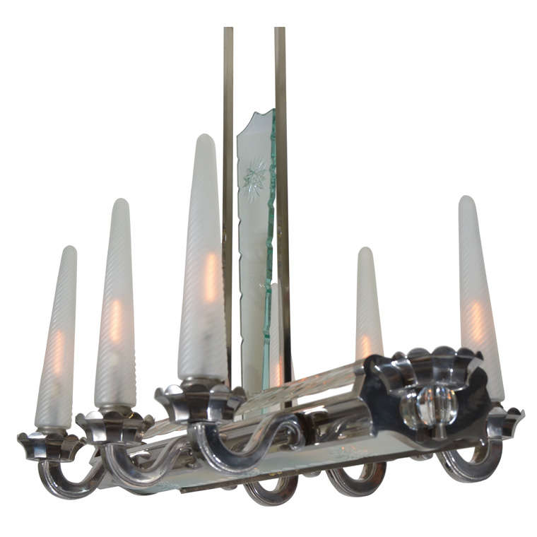 French Art Deco Six-Cone Lighting Fixture For Sale