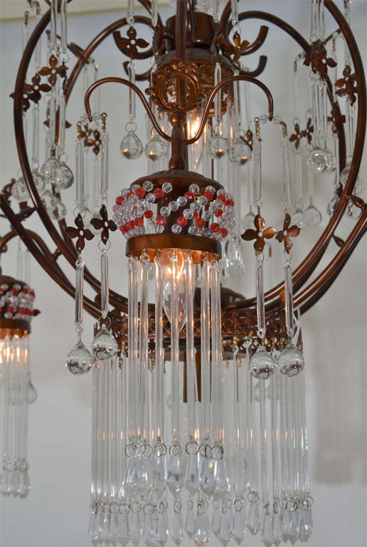 Aesthetic Movement Six Light Italian Chandelier For Sale