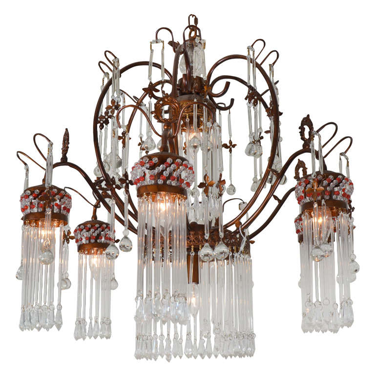 Six Light Italian Chandelier For Sale