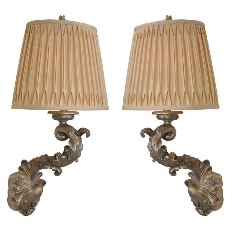 Pair of Beautiful 1970s Sirmos Trompe L'Oeil Plaster Wall Sconces For Sale