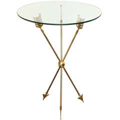 Tall Brass Arrow Base Table French, c. 1960