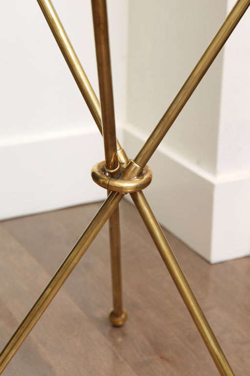 Brass ring drink table with glass top and tri-pod legs, c. 1950 2