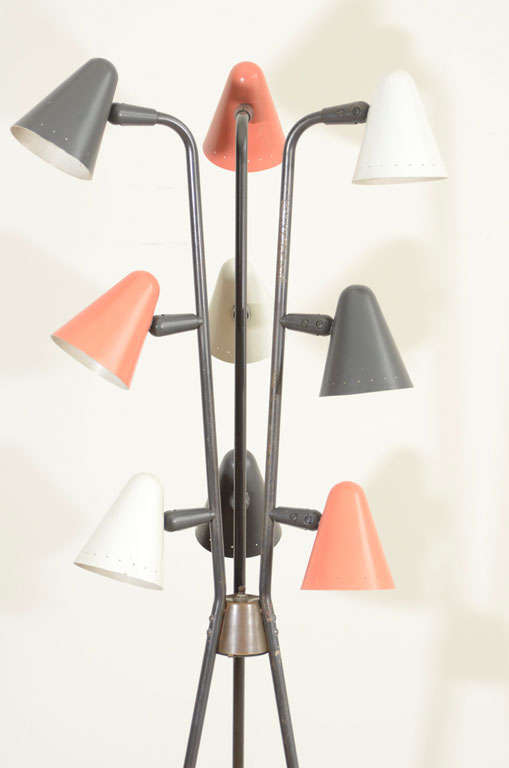 Gerald Thurston for Lightolier Enameled Tripod Floor Lamp In Good Condition In New York, NY