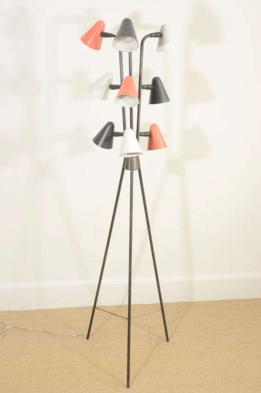 Gerald Thurston for Lightolier Enameled Tripod Floor Lamp 5