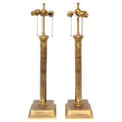 Pair Of Caldwell Gilt Bronze Lamps