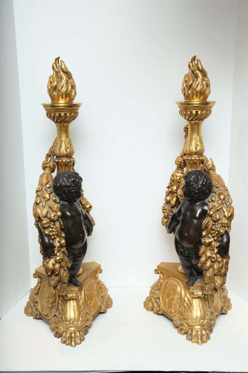 Pair of Bronze Cherub Chenets/ Andirons Attributed to Caldwell 4