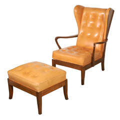 Vintage Danish Tufted Lounge Chair and Ottoman