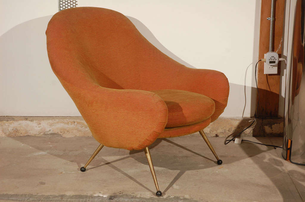 Marco Zanuso (1916-2001) for Artflex Martingala Arm Chair with Brass Legs