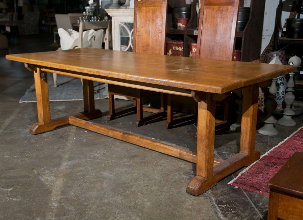 English oak trestle table, c. 1900-20