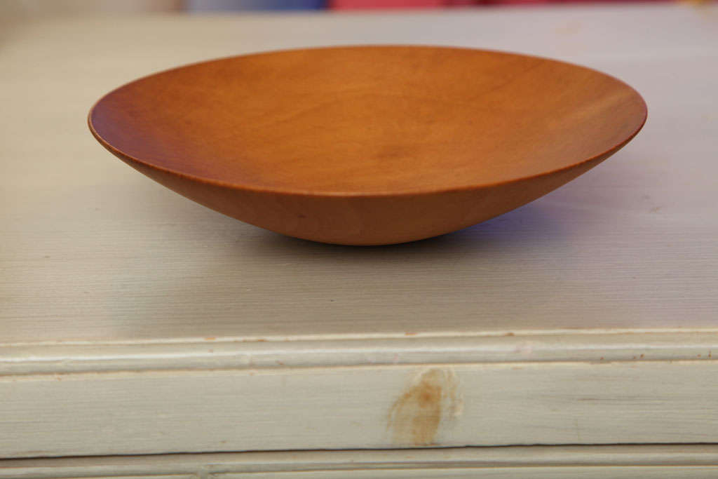 James Prestini 
Hand-turned wood bowl.  Signed.
American, c. 1940.
Biography: Prestini studied design with Laszlo Moholy-Nagy at the Institute of Design in Chicago and taught there from 1939-1946.
