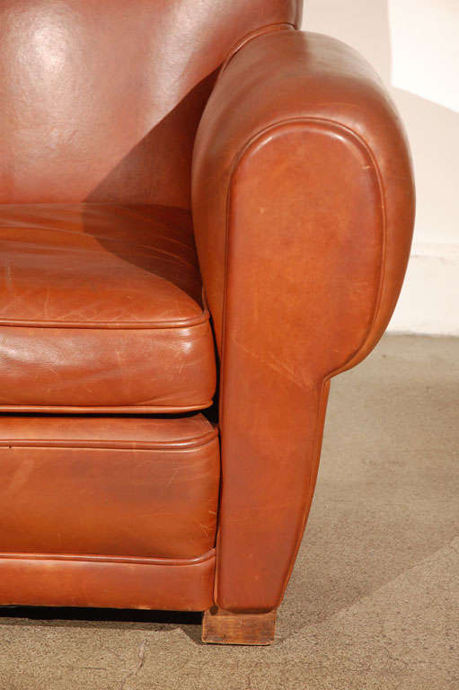 British Colonial Leather Club Chair, Moustache Style
