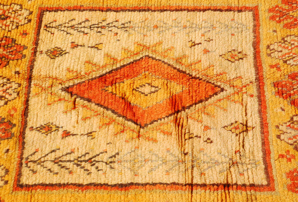 1960s Moroccan Vintage Ethnic Orange Organic Wool Rug Africa In Good Condition For Sale In North Hollywood, CA