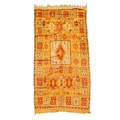 1960s Moroccan Vintage Ethnic Orange Organic Wool Rug Africa