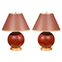 Pair of Red Table Lamps