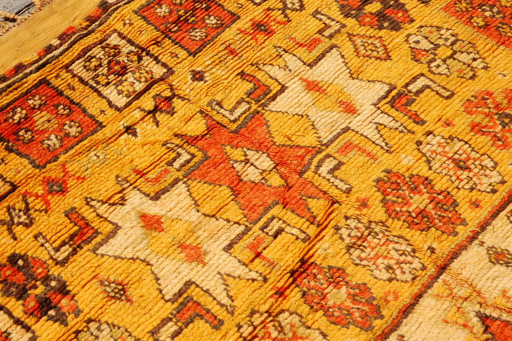 Moroccan Vintage Ethnic Orange Organic Wool Rug Africa For Sale at 1stDibs