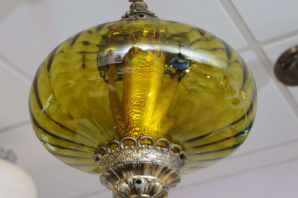 Glass Stunning Olive Green Midcentury Ceiling Pendant