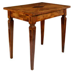 Vintage Italian Side Table in Fruitwood with Parquetry Detail