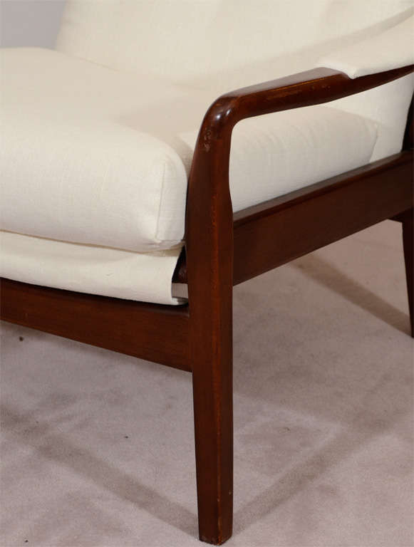 Walnut Mid Century Modern Lounge Chair and Matching Ottoman