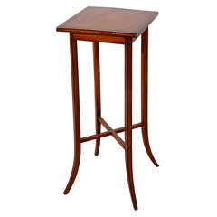 Vintage English Side Table with Geometric Inlay Surface