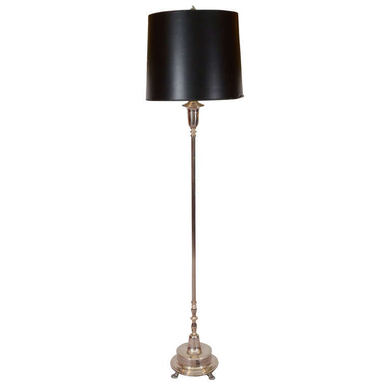 Vintage Silver Plate Floor Lamp with Perforation Details