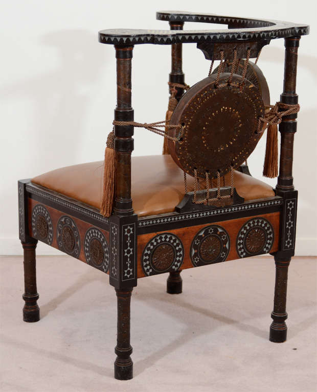 Antique Inlaid Wood Corner Chair by Carlo Bugatti 4