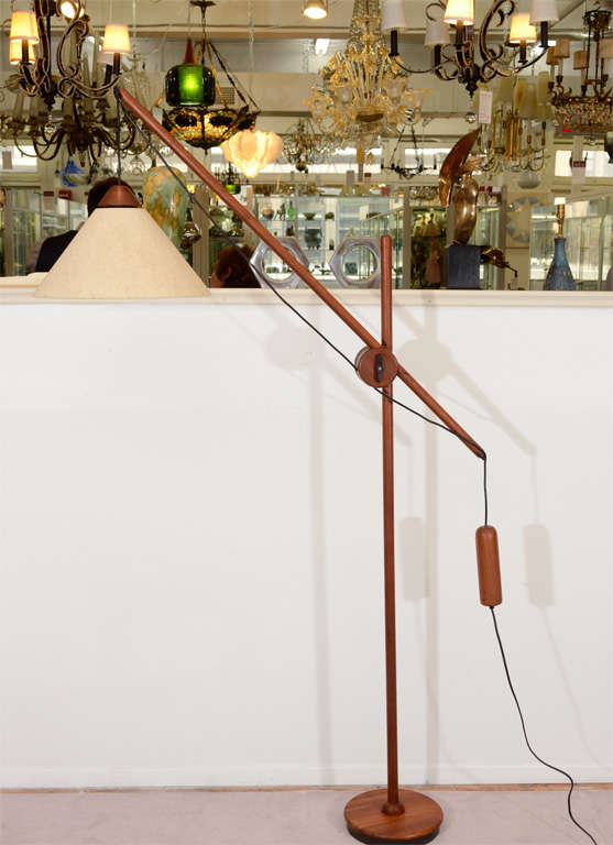 Mid-Century Danish Modern Rosewood Floor Lamp with Original Shade