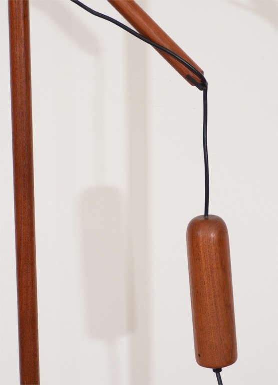 Mid-Century Danish Modern Rosewood Floor Lamp with Original Shade In Excellent Condition For Sale In Mount Penn, PA