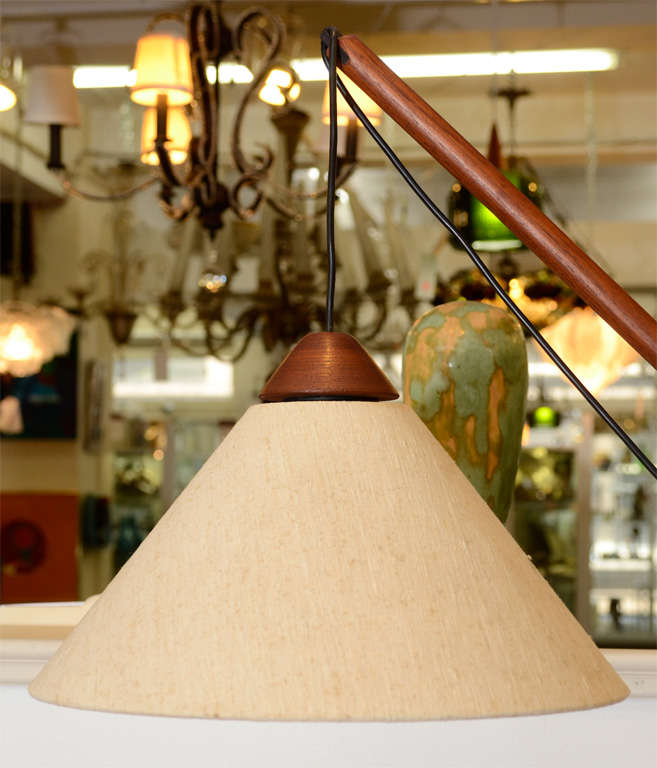 20th Century Mid-Century Danish Modern Rosewood Floor Lamp with Original Shade For Sale
