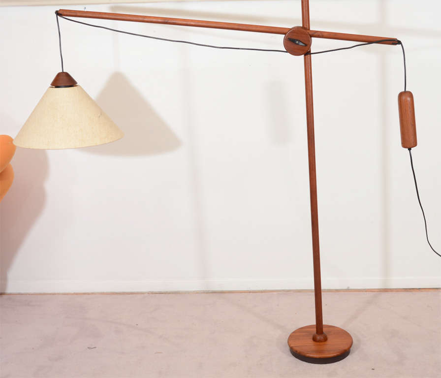 Mid-Century Danish Modern Rosewood Floor Lamp with Original Shade For Sale 4
