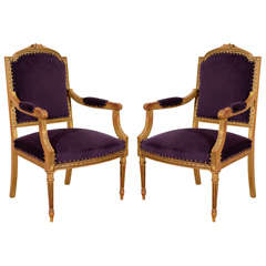 Pair of Antique Gilded Louis XVI Style Chairs