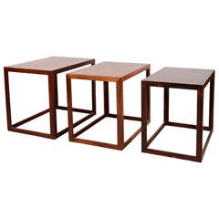 Set of Three Mid Century Nesting Tables by Jorgen Baekmark