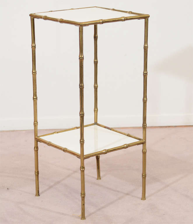 Mid Century French Two-Tier Side Table with "Bamboo" Motif