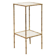 Mid Century French Two-Tier Side Table with "Bamboo" Motif