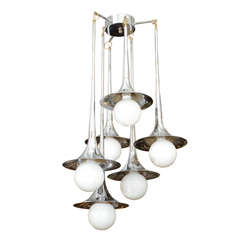 Modernist Six-Light Trumpet-Shade Chandelier by Reggiani