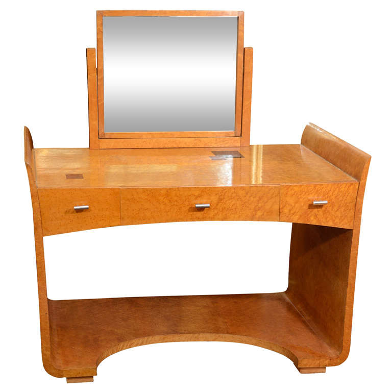 Art Deco Vanity Table with Mirror by Eugene Schoen For Sale