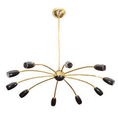 Mid Century Stilnovo Style Spider Chandelier w/ Ten Lights