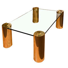 Mid Century Karl Springer Brass and Glass Coffee Table