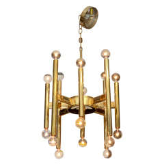 Mid Century Brass Chandelier by Lightolier