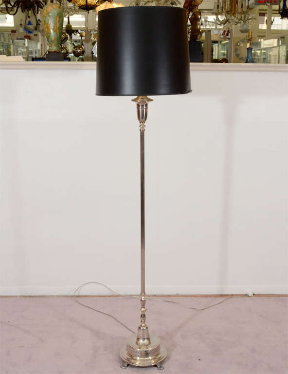 Image showcasing Vintage Silver Plate Floor Lamp with Perforation Details at 1stDibs ...
