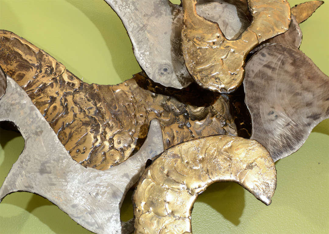 Mid Century Abstract Metal Wall Sculpture by Silas Seandel at 1stDibs