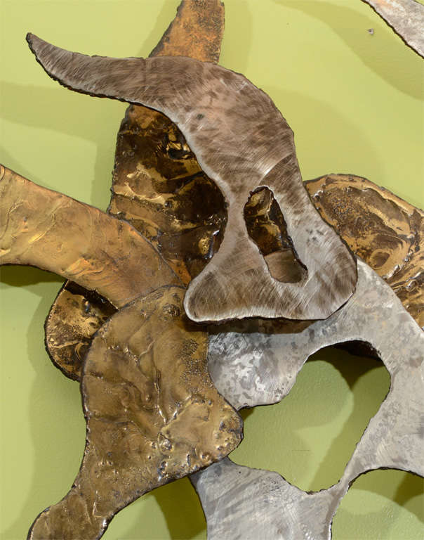 Mid Century Abstract Metal Wall Sculpture by Silas Seandel at 1stDibs