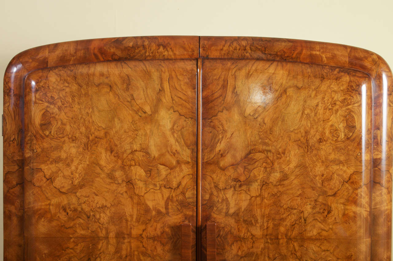 Art Deco Burl Walnut French Wardrobe or Armoire In Excellent Condition In San Mateo, CA