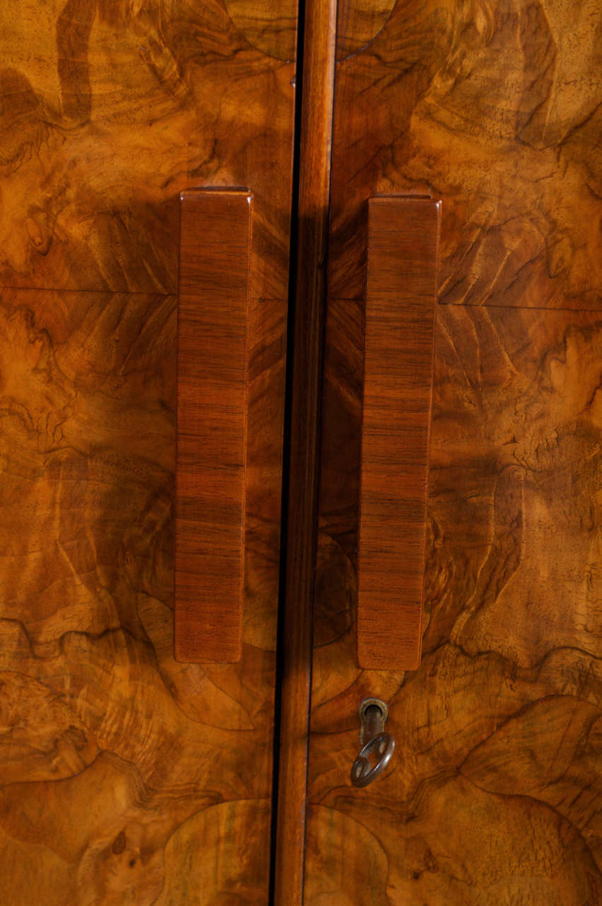 Mid-20th Century Art Deco Burl Walnut French Wardrobe or Armoire