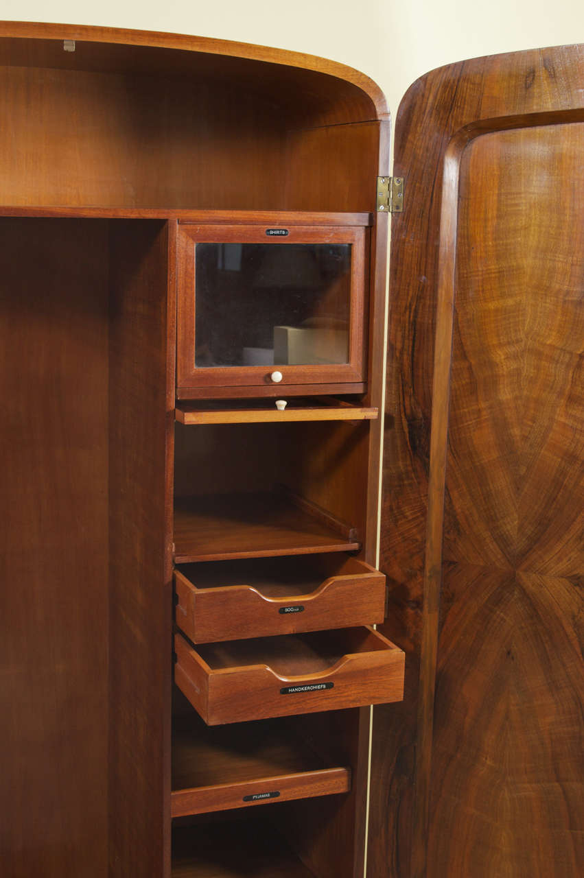 Art Deco Burl Walnut French Wardrobe or Armoire 2