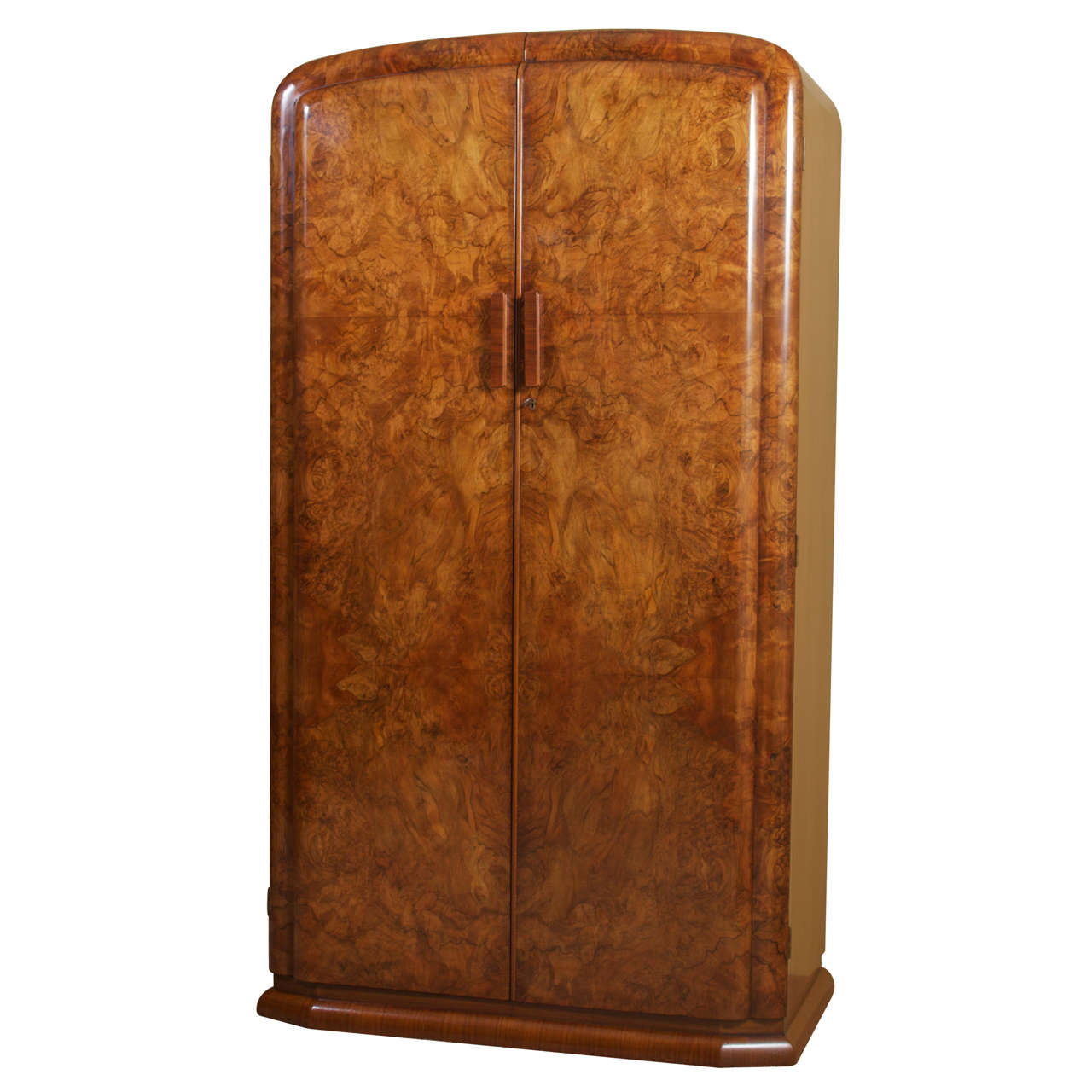 Art Deco Burl Walnut French Wardrobe or Armoire